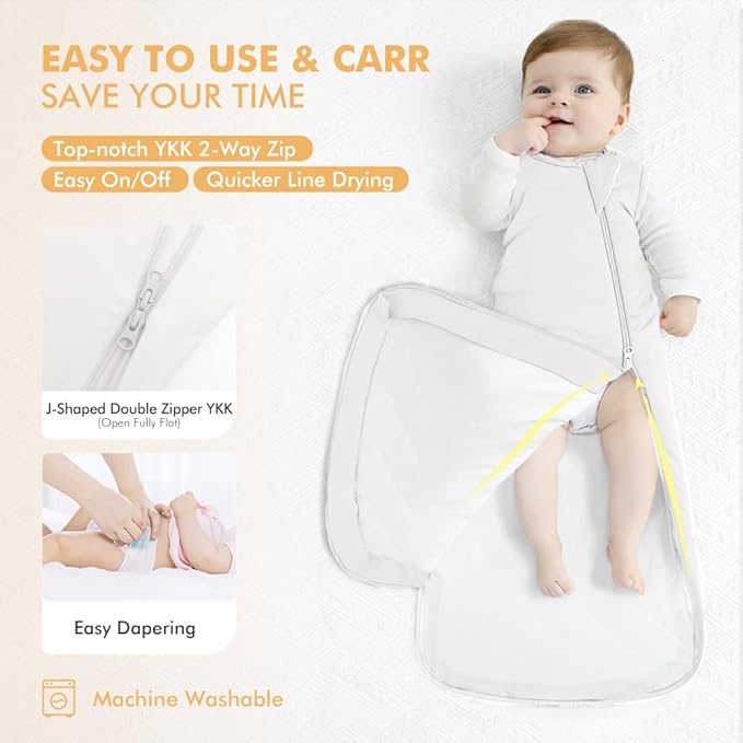 HAPIU Unisex Rayon Made from Bamboo Baby Sleep Sack TOG 1.0, 2-Way Zipper YKK, Wearable Blanket Baby-BubblyBeeBaby
