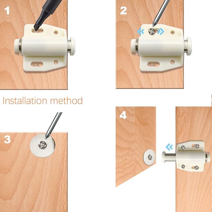 12Pack Magnetic Touch Push to Open Door Latch for Heavy Duty Door Push Release Latch Kitchen Drawer Push Catch Pop Out Latch Kitchen Closet Door Closing (White)-BubblyBeeBaby