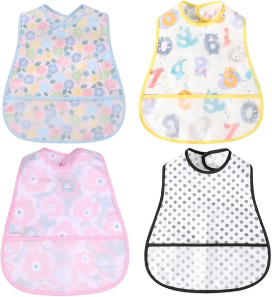 Baby bibs Waterproof Toddler bib - Feeding bib with Pocket for Infant Boy Girl Washable 6-36M-BubblyBeeBaby