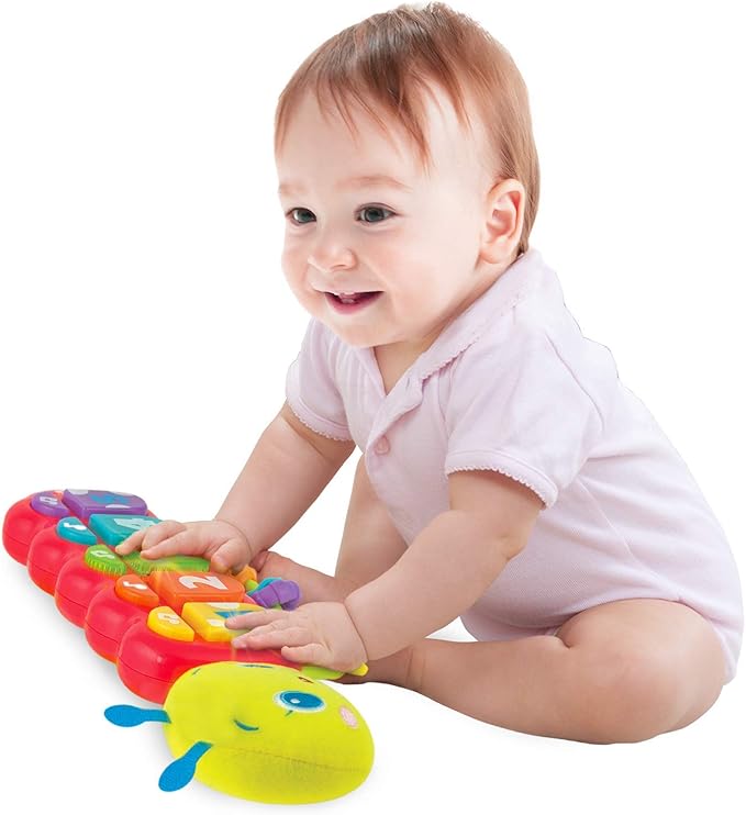 KiddoLab Lira Baby Musical Toy with Lights & Music – Interactive Caterpillar Spinner & Stacking Rings for Infants 3+ Months – Soft Stuffed Animal Head for Sensory Play-BubblyBeeBaby