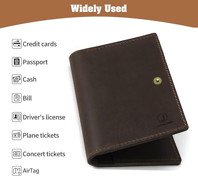 Jack&Chris Genuine Leather Passport Holder For Travel, RFID Blocking Handmade Passport Holder with Card Case Organized & Safe, Quality Travel Essentials for Women and Men for Gifting, Coffee-BubblyBeeBaby