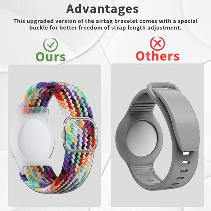 2 Pack Kids Bracelet Compatible with AirTag, GPS Kid Tracker Holder Braided Wristband for Apple Air Tag, 2022 Upgraded Nylon Adjustable Anti Lost Airtag Watch Band for Kids Children Elders-BubblyBeeBaby