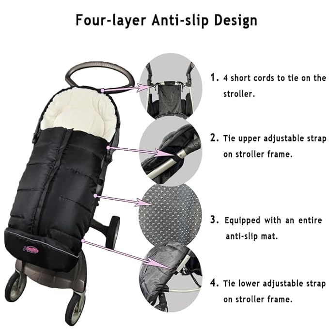 Cozy Baby Sleeping Bag Adaptable for Most Style Strollers,Comfortable Warm Coral Lining, Practical Design of Toddler Stroller Footmuff-BubblyBeeBaby