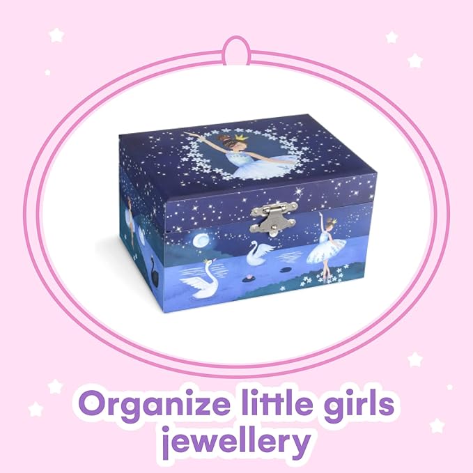 Jewelkeeper Girl's Musical Jewelry Storage Box with Spinning Ballerina, Glitter Design, Swan Lake Tune-BubblyBeeBaby