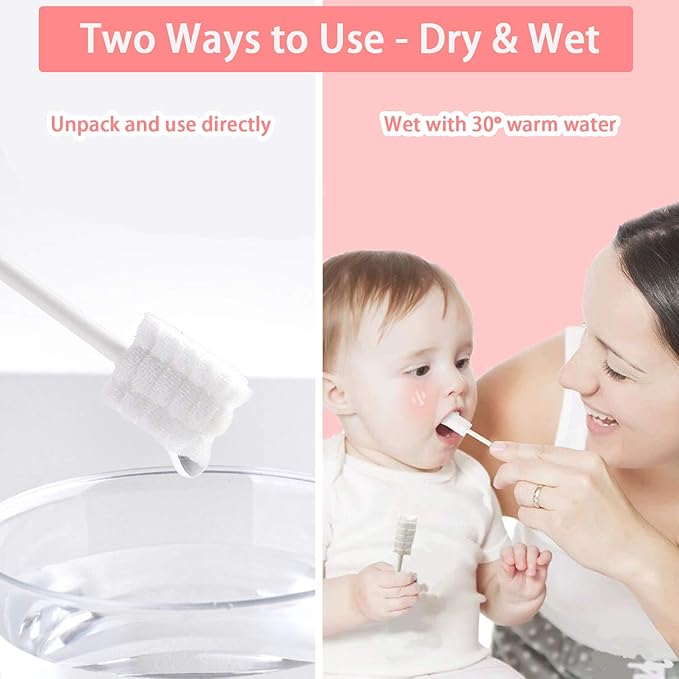 102PCS Baby Tongue Cleaner,Baby Oral Cleaner Newborn Baby Toothbrush,Disposable Infant Toothbrush Clean Baby Mouth,Gauze Gum Cleaner Stick Dental Care for 0-36 Month Baby+1 Finger Toothbrush with Case-BubblyBeeBaby