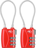 ZHEGE TSA Locks for Luggage 3 Digit Cable Padlock with Alloy Body for Suitcase, Baggage, Backpack, Pistol Case (2 Pack, Red)