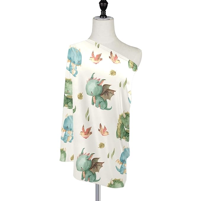 Kigai Cute Dragon Baby Car Seat Covers for Newborn, Breathable Nursing Cover for Breastfeeding Moms, Baby Stroller/Shopping Cart/Stretchy Carseat Cover for Boy & Girl-BubblyBeeBaby