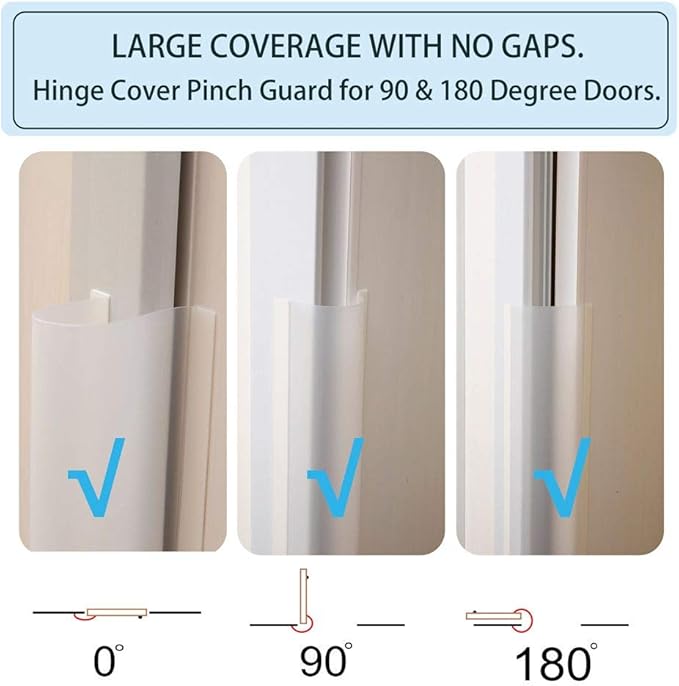 2 PCS AILUOQI Door Jam Shield Finger Pinch Guard for Baby Proofing, Kids, Hinge Cover Pinch Guard for 90 & 180 Degree Doors Frame & Baby Gate. 47.2" H, 6.7" W. 2 Pieces Set-BubblyBeeBaby