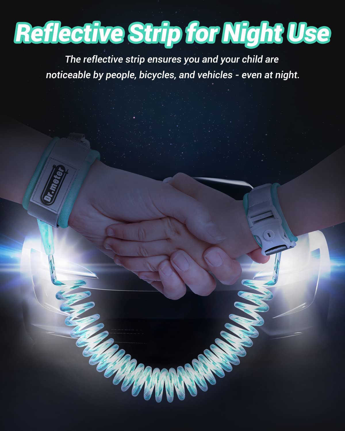 Dr.meter Anti Lost Wrist Link, 2 Pack Toddler Safety Leash with Key Lock, Reflective Child Walking Harness - Dual 8.2ft Length Kids Leash for Supermarket Mall Airport Park Zoo Crowded Places