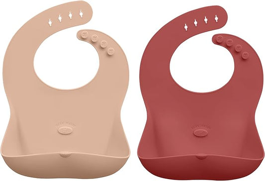 Abiie Ruby Wrapp Silicone Bibs for Babies with Front Pocket - Waterproof Bib - Stain Resistant - Silicone Toddler Bibs-BubblyBeeBaby