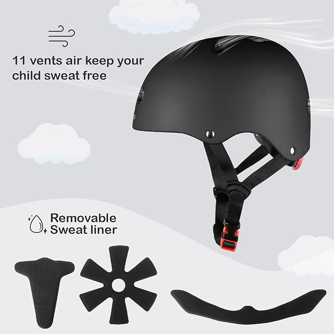 KAMUGO Kids Bike Helmet, Toddler Helmet for Ages 2-8 Boys Girls with Sports Protective Gear Set Knee Elbow Wrist Pads for Skateboard Cycling Scooter Rollerblading-BubblyBeeBaby