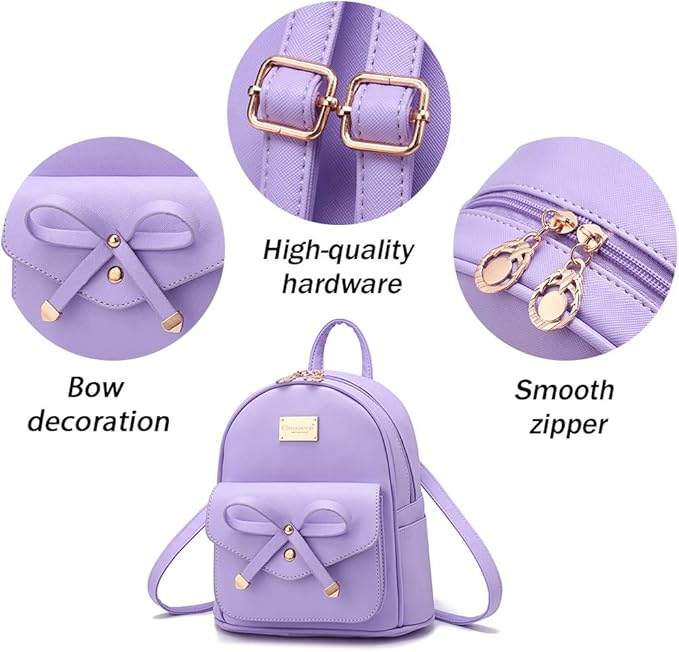 I IHAYNER Girls Bowknot Cute Leather Backpack Mini Backpack Purse for Women-BubblyBeeBaby