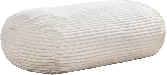 Hobestluk 4FT Bean Bag Chairs Adult Bean Bag with Portable Handle Comfy Large Bean Bag Chair with Removable Cover for Living Room Bedroom or Reading Nook (Stripe White, 4FT)-BubblyBeeBaby