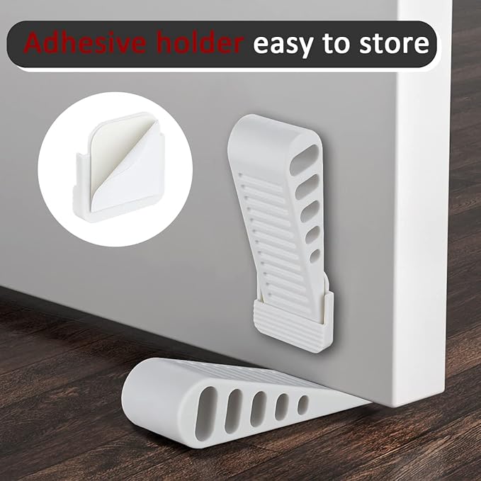 JQK Rubber Door Stopper Wedge, White 3 Pack Soft TPR Premium Door Stops for Bottom of Heavy Duty Door on Tile, Concrete, Carpet, Wooden Floor, DSB61-WH-P3-BubblyBeeBaby