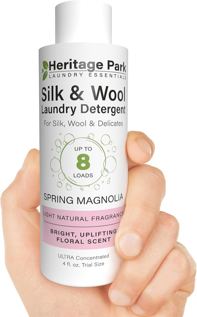 Heritage Park Silk & Wool Spring Magnolia Floral Scent, pH-Neutral Laundry Detergent - Enzymes-Free, Ultra Concentrated (4 fl oz Trial Size)-BubblyBeeBaby