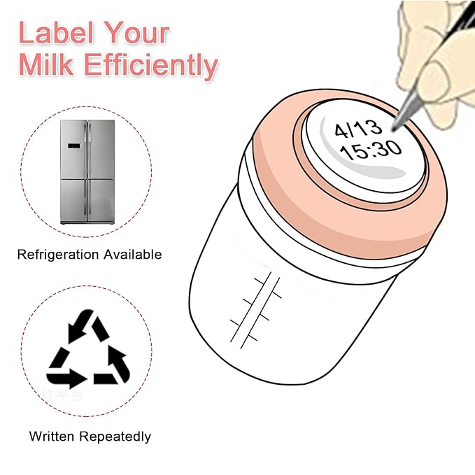 COMI Wide Neck Glass Breastmilk Collection n Storage Bottle, 6oz with Screw Ring Sealing Disk; Re-markable Sealing Disc. BPA Free, Fits Breast Pumps & Nipples (Pink Lids)-BubblyBeeBaby