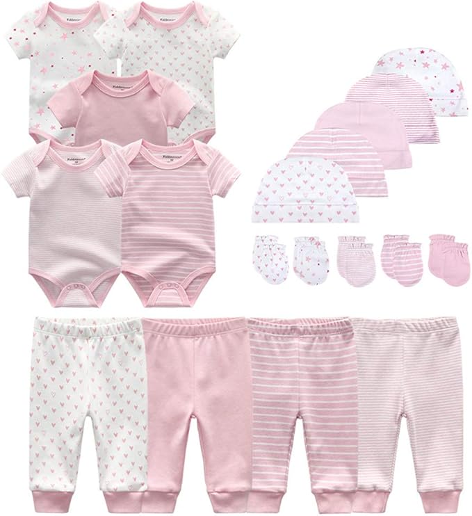 Kiddiezoom Unisex Baby Layette Essentials Giftset Clothing Set 19-Piece For Newborn Baby-BubblyBeeBaby