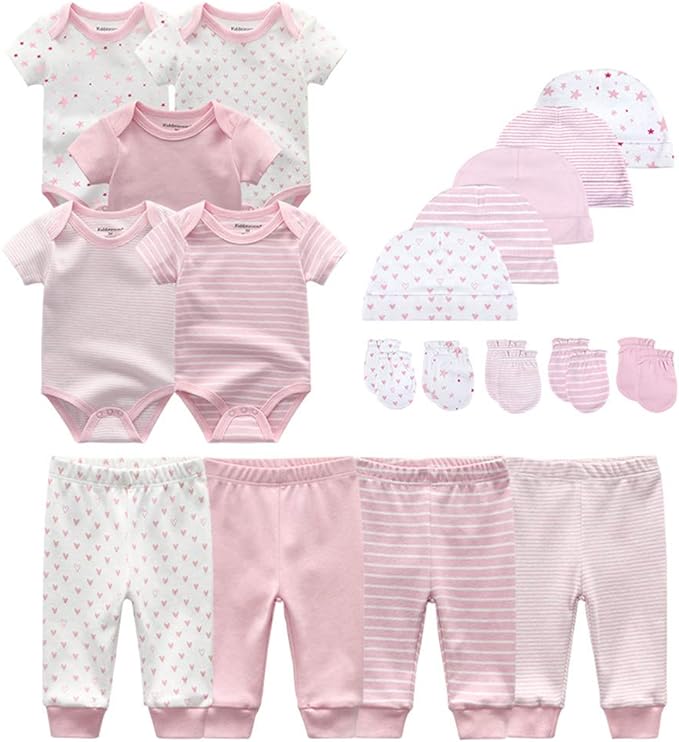 Kiddiezoom Unisex Baby Layette Essentials Giftset Clothing Set 19-Piece For Newborn Baby-BubblyBeeBaby