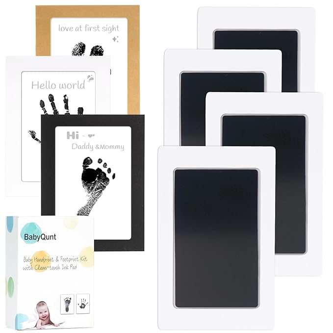 Inkless Baby Hand and Footprint Kit,Clean-Touch Ink Pad Kit,Safe No Mess Printing Infant Hand Foot Stamp,4 Pack Newborn Inkless Print Pads Best Keepsake or Gifts for Family-BubblyBeeBaby