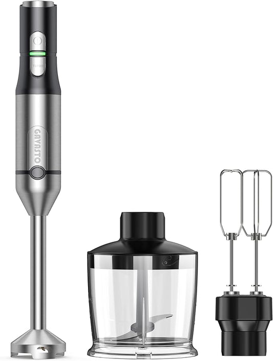 Immersion Blender RPM 16000±10% Hand Blender,15 Speed and Turbo Mode Hand Mixer, 3-in-1 Heavy Duty Copper Motor Stainless Steel Smart Stick with Egg Beaters and Chopper-BubblyBeeBaby