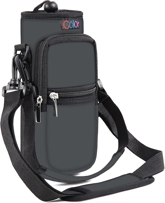 icolor Water Bottle Carrier Bag with Strap 25/32/40 oz Crossbody Bottle Holder with Phone Pocket Sling Sleeve Insulated Neoprene Water Bottle Pouch for Walking Travelling-BubblyBeeBaby