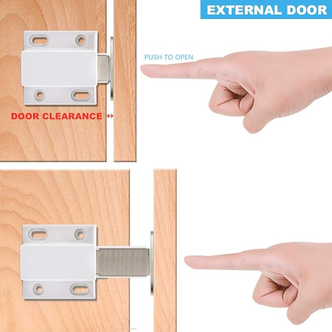 10 Pack Magnetic Push Latch Catch Push to Open Latch Pressure Touch Release Cabinet Catch for Doors Drawers Release Latch Kitchen Drawer Push Catch Pop Out Latch (White)-BubblyBeeBaby