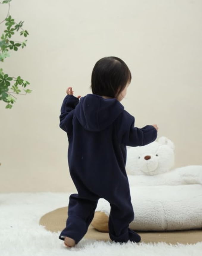 Newborn Baby Fleece Jumpsuit Girls Boys Winter Hooded Coverall Romper Cute Baby Snowsuit Clothes-BubblyBeeBaby