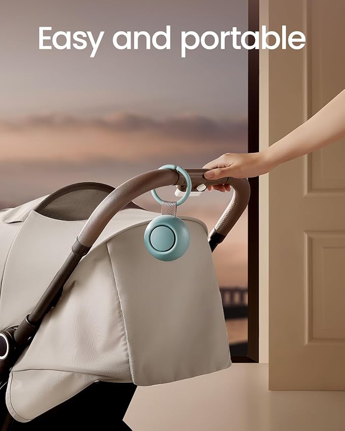 2025 Mom's Choice Awards, Portable Sound Machine for Baby Adult, AI Cry Detection, 18 Soothing Sound, Bluetooth Rechargeable White Noise Machine for Home Office Travel, Nursery Light, Cyan-BubblyBeeBaby