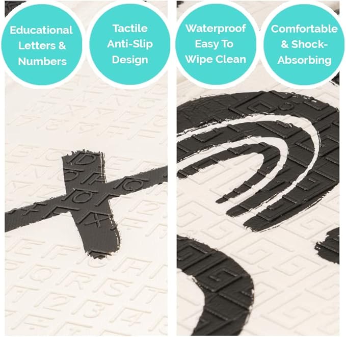 JumpOff Jo - Extra Large Waterproof Foam Padded Play Mat for Infants, Babies, Toddlers, Play Pens & Tummy Time, Foldable Activity Mat, 77 x 70 x 0.6 inches-BubblyBeeBaby