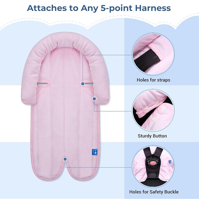 COOLBEBE New 2-in-1 Babybody Supports for Baby Newborn Infants - Extra Soft Stroller Cushion Pads Car Seat Insert, Seasons, Pink-BubblyBeeBaby