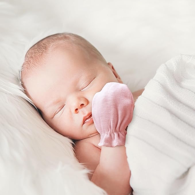 BQUBO Newborn Infant Toddler Mittens No Scratch Cotton Elastic Wrist Gloves Hypoallergenic for 0-6 Months Baby Boys Girls-BubblyBeeBaby