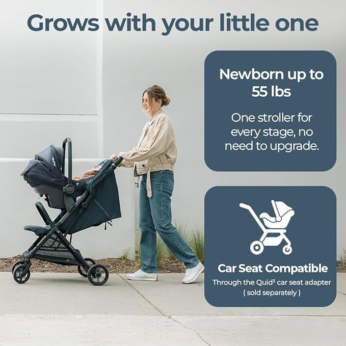 Inglesina Quid³ Stroller, Astral Blue - Compact Reclining Travel Stroller for Baby & Toddler 0-55 lbs, One Hand fold, Car seat Compatible, Airplane Overhead, Lightweight, Foldable, XL UPF 50+ Canopy-BubblyBeeBaby