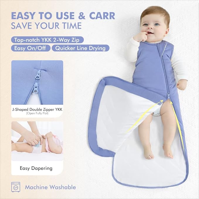 HAPIU Unisex Rayon Made from Bamboo Baby Sleep Sack TOG 1.0, 2-Way Zipper YKK, Wearable Blanket Baby-BubblyBeeBaby