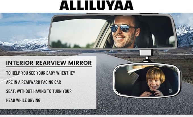360-Degree Baby Car Mirror for Rear-Facing Seats,Kids Safety Mirrors with Tool-Free Installation,Kids Rear View Mirror BPA-Free Shatterproof & ASTM Certified (Adjustable 14"-22") (2 Pack)-BubblyBeeBaby
