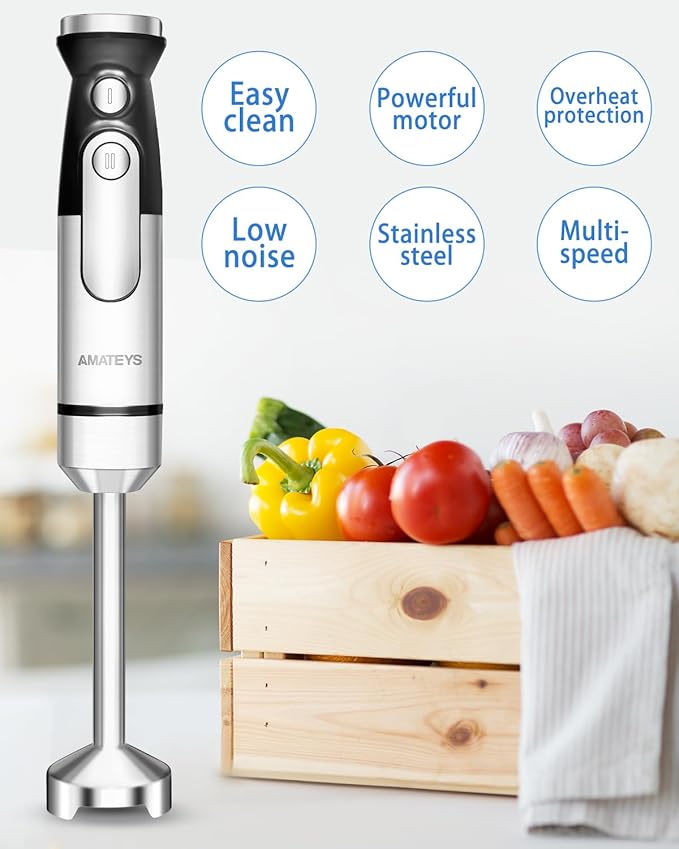 Immersion Blender,700W Handheld with Heavy Copper Motor,Infinitely Variable Speeds Stick Kitchen Blender,Detachable Stainless Steel Smoothie,for Soup Puree Baby Food Juice-BubblyBeeBaby