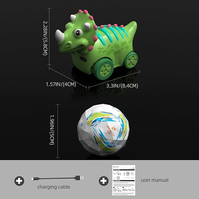 Interactive Dinosaur Toy Car, Electronic Dinosaur Car with Smart Follow Ball and Gesture Control, Rechargeable, Dino Toys for 3 Year Old Boys Girls and Toddlers,Boy Toys Age 3,4,5 and Up-BubblyBeeBaby