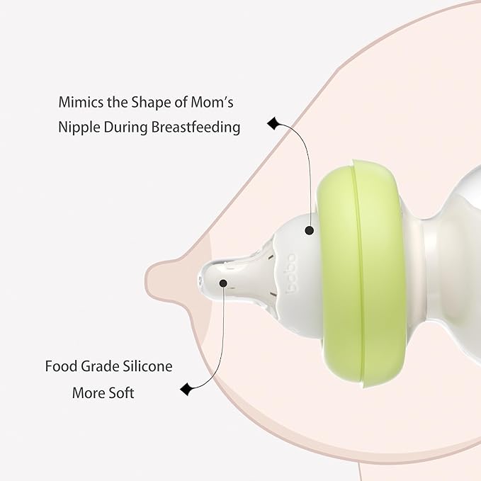 YOHKOH Newborn Glass Baby Bottles with Slow Flow Nipple for 0+ Months, Wide Neck Feeding Bottle, 2.7oz/80ml (Green, 2.7oz (Pack of 2))-BubblyBeeBaby