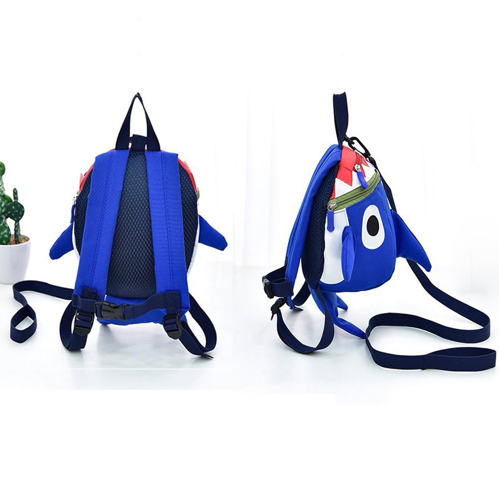Safety Kids Leash Backpack with Harness Leash Shark for Toddlers Boys Girls-Blue