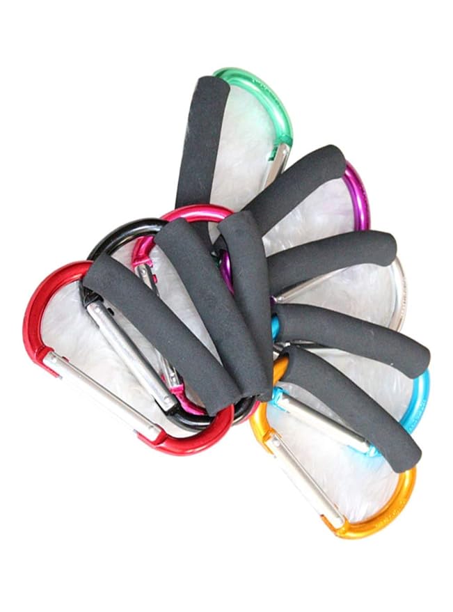 Large Stroller Hooks for Mommy, 2 pcs Carabiner Stroller Hook Organizer for Hanging Purses, Diaper Bag, Shopping Bags. Clip Fits Single/Twin Travel Systems, Car Seats (Silver+Golden Yellow)-BubblyBeeBaby