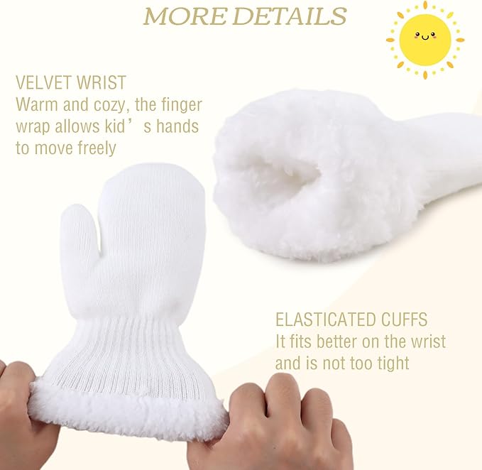 PESAAT Baby Girl Mittens Fleece Toddler Boy Mittens Warm Kids Winter Gloves Unisex Cold Weather Baby Gloves-BubblyBeeBaby
