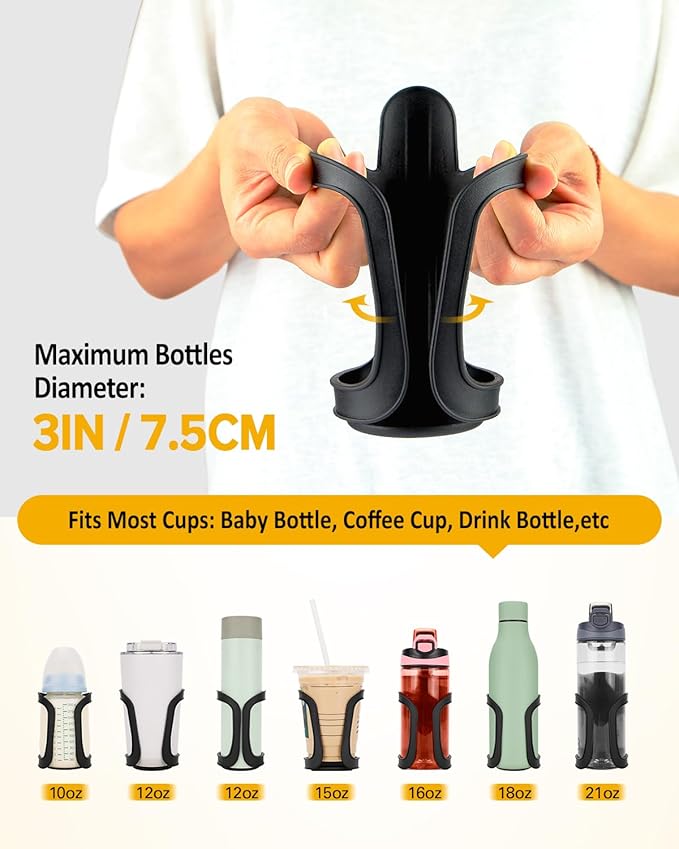 Pack of 2 Stroller Cup Holders, Universal Drinks Holder for Bikes, Trolleys or Walkers-BubblyBeeBaby