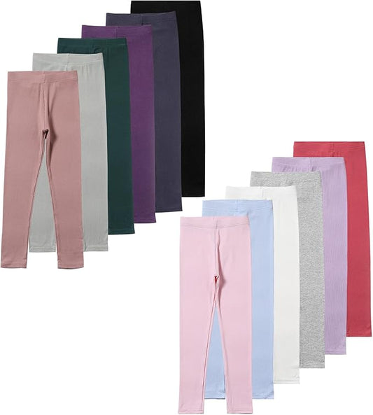 12 Pack Girls Leggings Toddler Girl Pants Casual Yoga Pants for Girls High Waisted Stretch Leggings Kids-BubblyBeeBaby