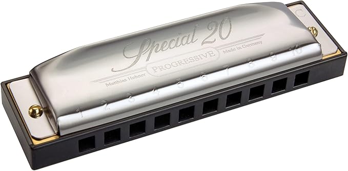 Hohner 560 Special 20 Harmonica - Key of F Sharp Bundle with Carrying Case, Key Stickers, Harmonica Beginner Online Manual, and Austin Bazaar Polishing Cloth-BubblyBeeBaby