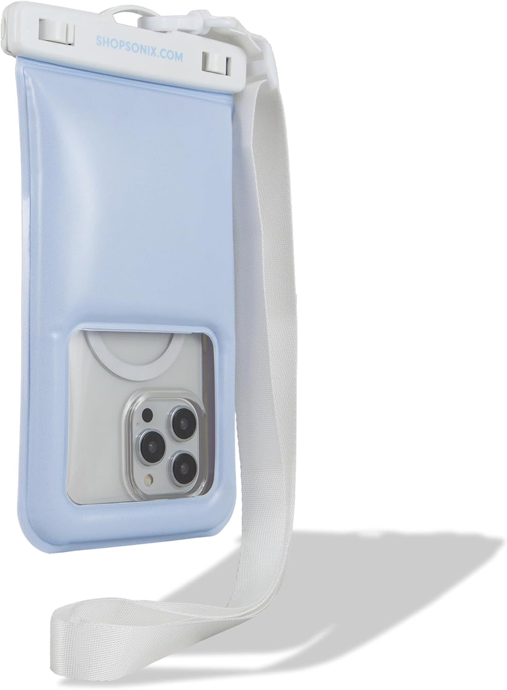 Sonix Waterproof Phone Pouch - Floating Phone Case Dry Bag w/Crossbody Lanyard - Beach Cruise Travel Essentials - Compatible w/All Devices, Touchscreen Friendly | Jelly Blue