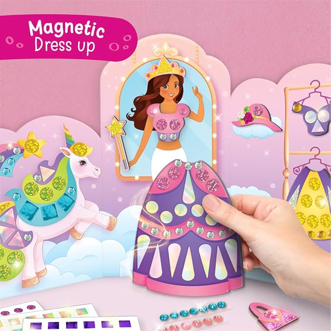 Imagimake Unicorn Craft Kit | 20+ Mess Free Activities | Bracelet Making Kit, Magnetic Board Princess Dress Up, Unicorn Stickers and More | 5,6,7,8 Year Old Girl Birthday Gift | Crafts for Girls 8-12-BubblyBeeBaby