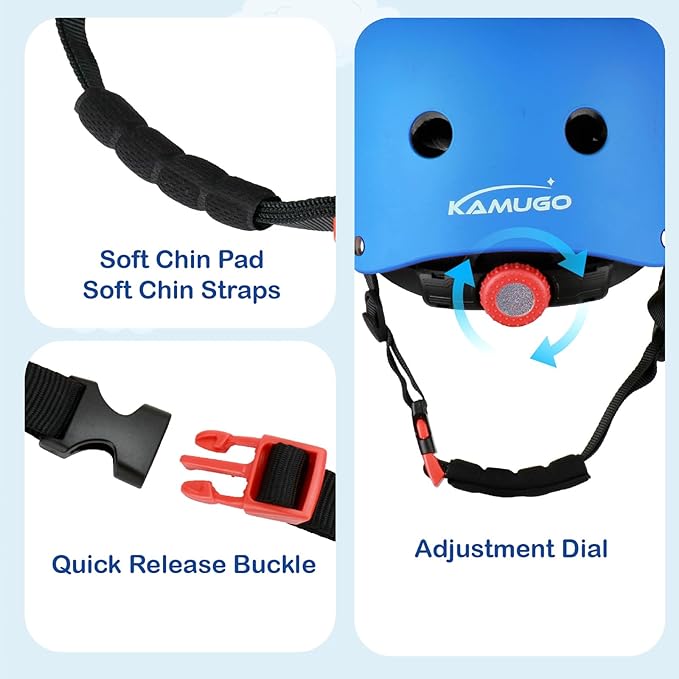 KAMUGO Kids Bike Helmet, Toddler Helmet for Ages 2-8 Boys Girls with Sports Protective Gear Set Knee Elbow Wrist Pads for Skateboard Cycling Scooter Rollerblading-BubblyBeeBaby