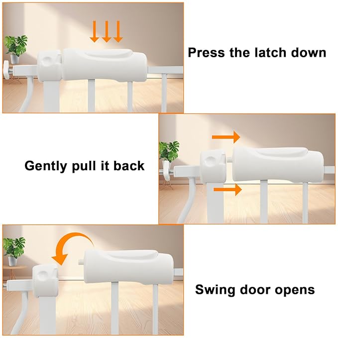 HOOEN 30" Tall Extra Wide Baby Gate for Doorways Stairs Large Long Dog Gates Pressure Mounted Indoor Safety Gates Walk Through Toddler Child Gates for Kids or Pets (White,76.38"-86.3")-BubblyBeeBaby