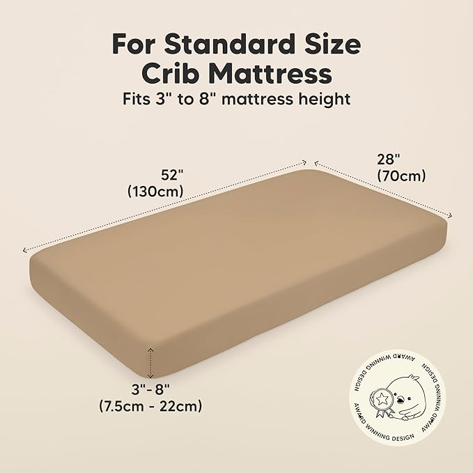 KeaBabies 2-Pack Organic Crib Sheets for Boys, Girls - 52x28 Fitted Crib Mattress Sheet Neutral, Breathable Jersey Cotton Cover for Baby Bed, Toddler Mattress, Soft & Cute Prints (Pecan)-BubblyBeeBaby