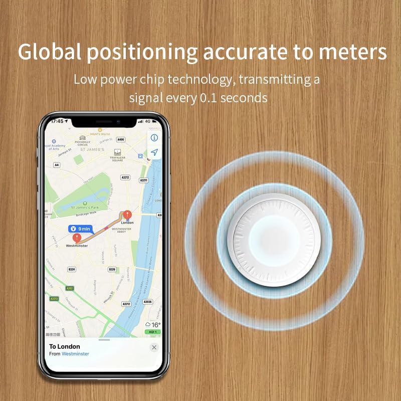 Luggage Tracker, Key Finder, pet Tracker, Smart Bluetooth Tracker paired with Find My (iOS only), Wallet Item Locator, Key, Replaceable Battery (White)