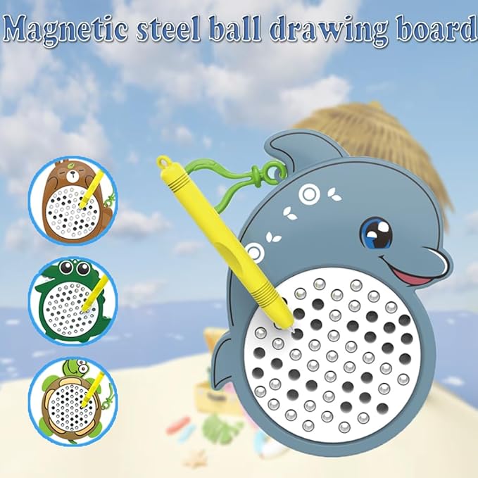 1PCSTurtle Magnetic Drawing Board for Kids & Toddlers with Beads and Magnet Stylus Pen - Magnetic Travel Toy for Airplane & Car Ride Activities for Kids-BubblyBeeBaby